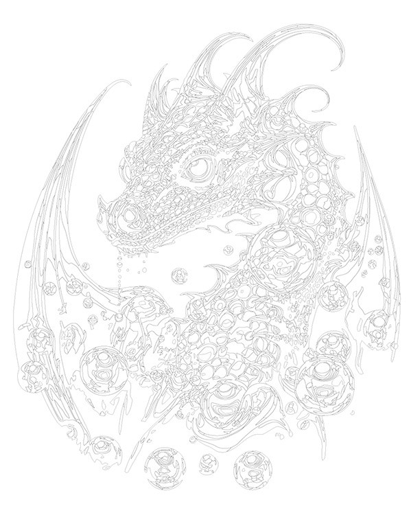 Картина по номерам «Зеленый дракон с пузырями» — картинка 3