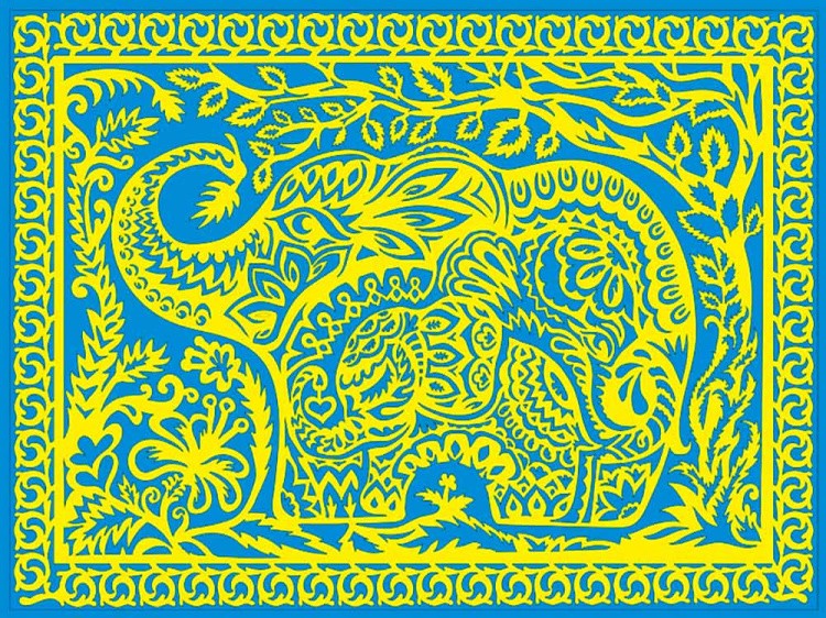 Вытынанка «Три слона» (желтый) — картинка 5