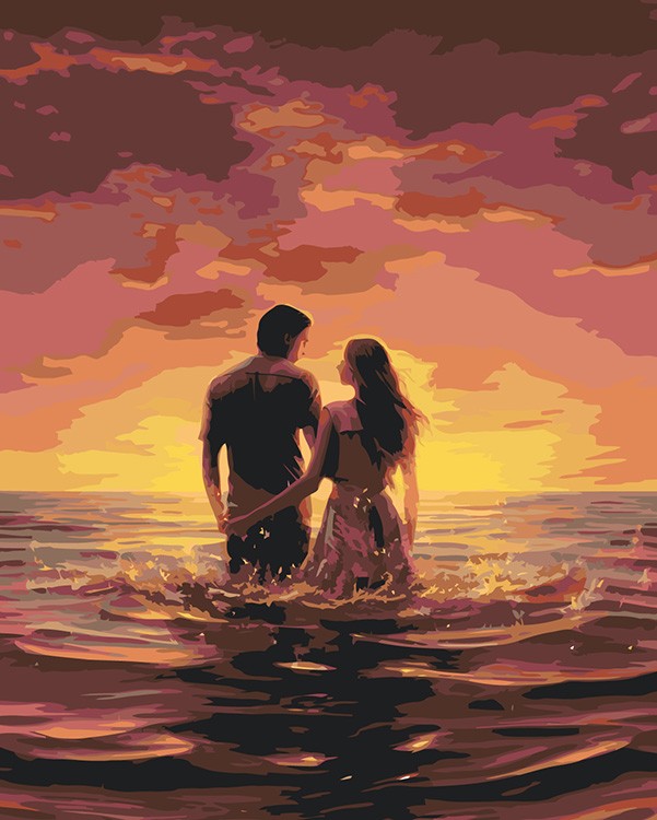 Картина по номерам «Море: Влюбленная пара в воде»