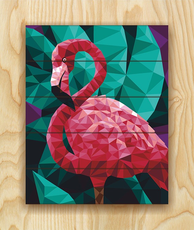 Картина по номерам по дереву Flamingo «Фламинго (полигональный стиль)» — картинка 2