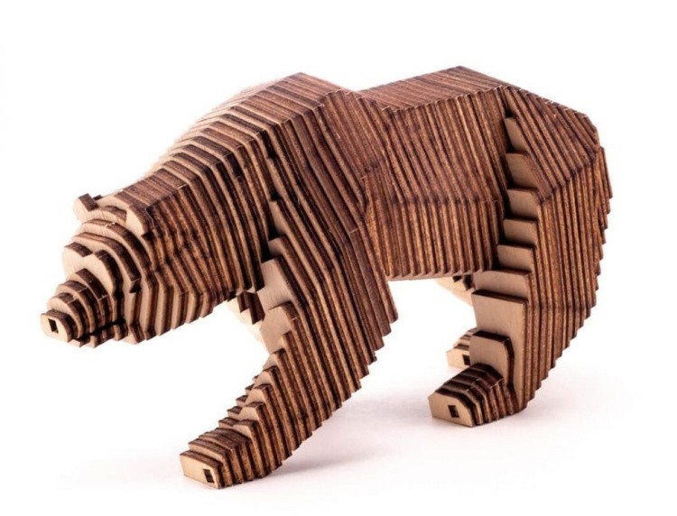 Конструктор из дерева «Медведь с набором карандашей», UNIWOOD