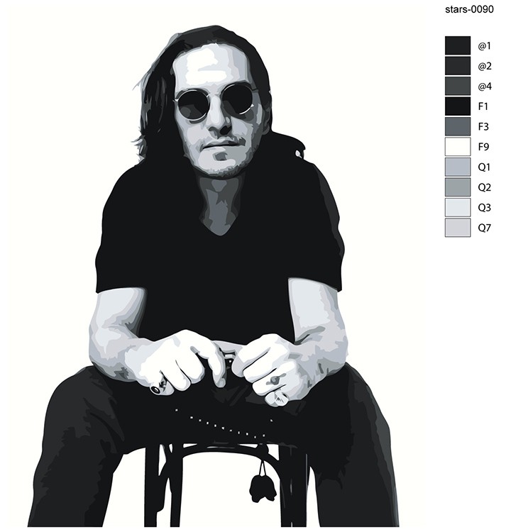 Картина по номерам «Рэпер Гио Пика: чернобелый портрет» — картинка 2