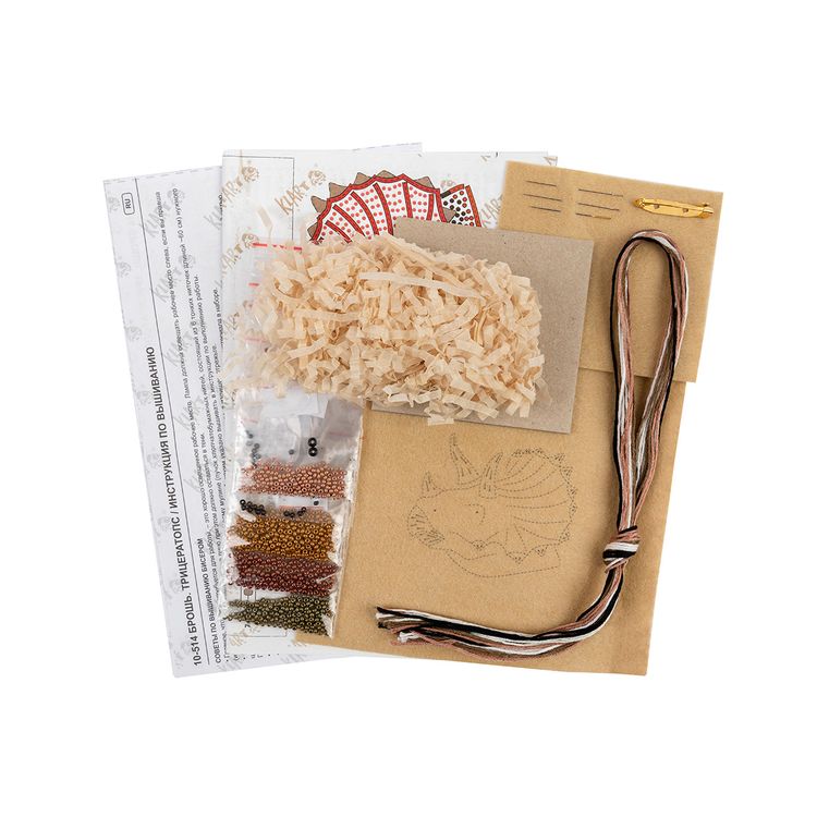 Набор для вышивания «Брошь. Трицератопс» — картинка 2