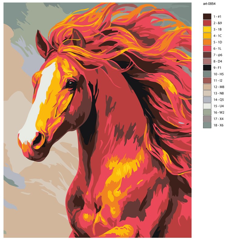 Картина по номерам Красная огненная лошадь Символ года — картинка 2