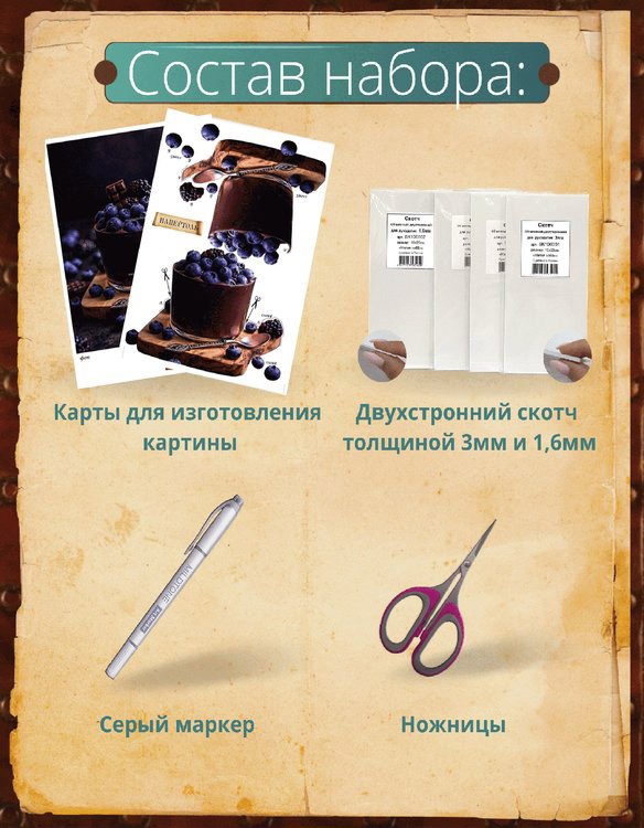 Набор папертоль «Десерт с черникой» 20x25 см   — картинка 3