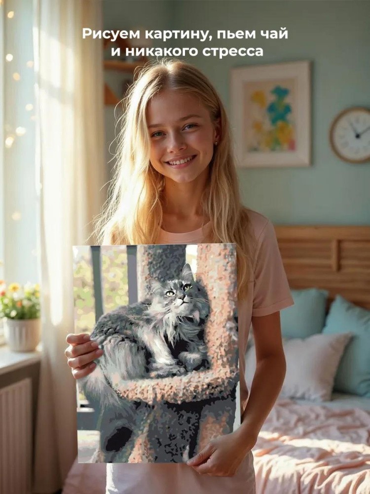 Картина по номерам «Пушистая кошка» — картинка 7