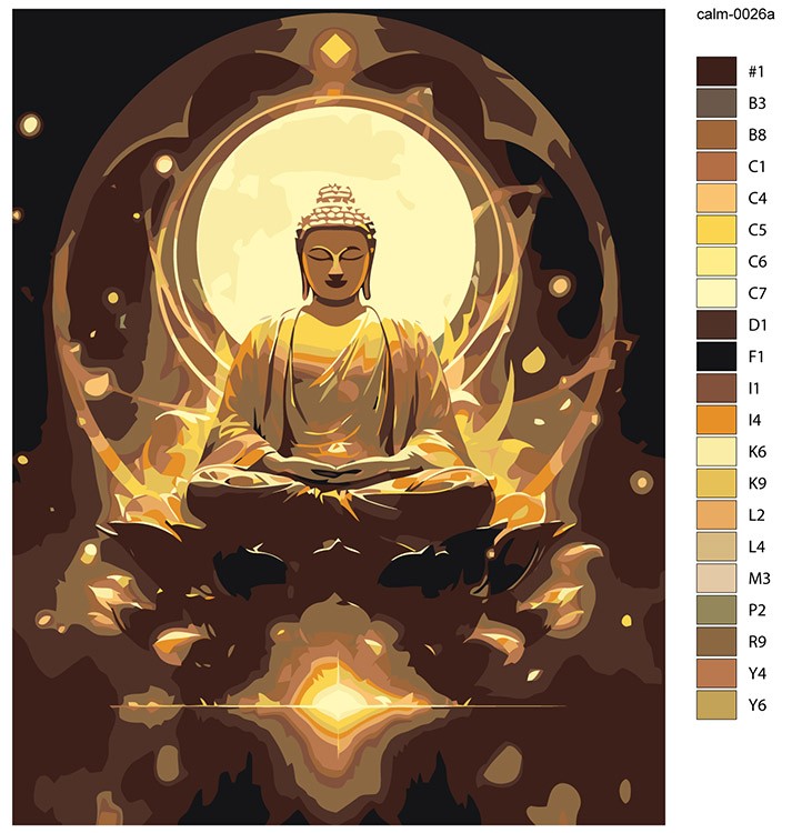 Картина по номерам «Буддизм: Золотая статуя Будды» — картинка 2