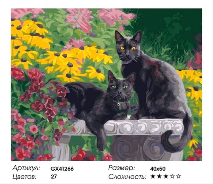Картина по номерам «Черные кошки» — картинка 2