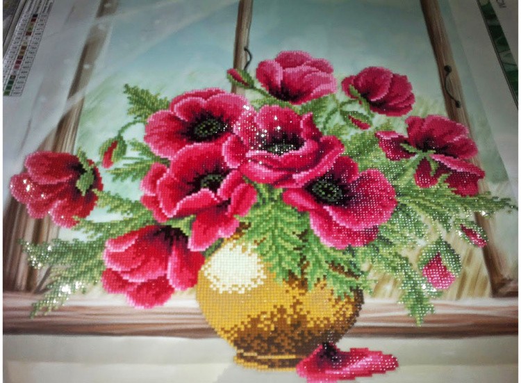 Алмазная вышивка «Букет маков» — картинка 5