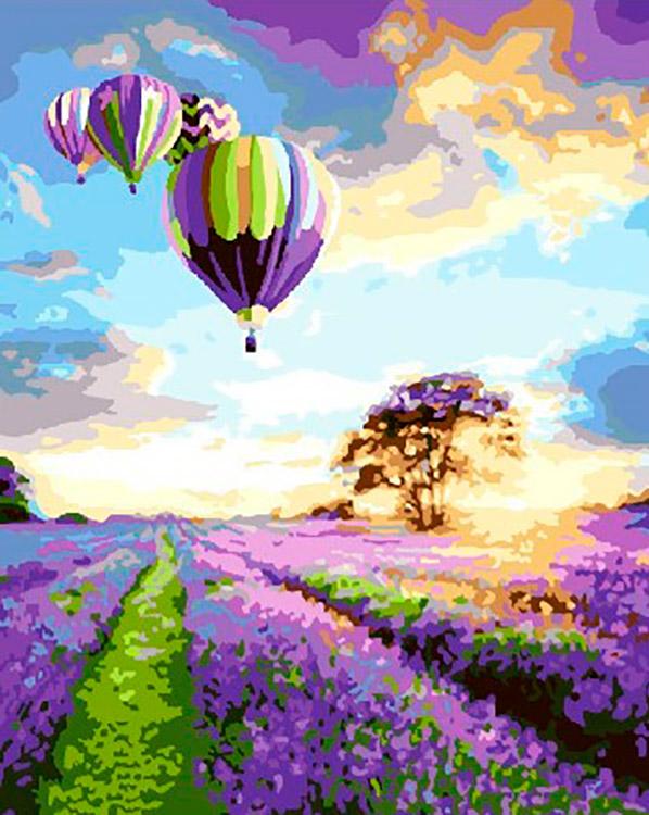 Картина по номерам «Воздушные шары над лавандовым полем»