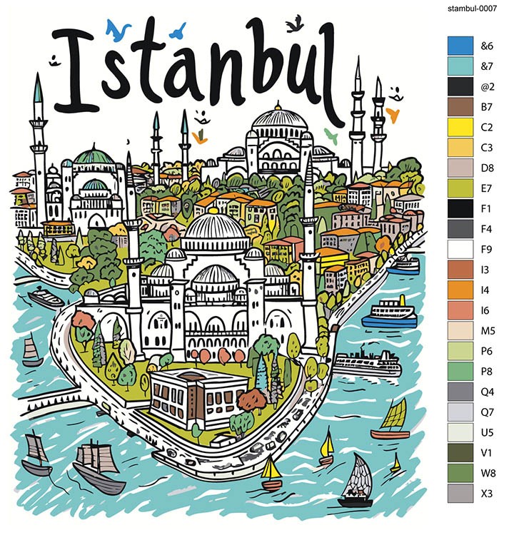 Картина по номерам «Город Стамбул, Турция: мечеть 40x50» — картинка 2