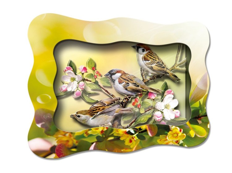 Объемная картина «Воробьи на ветке» — картинка 2