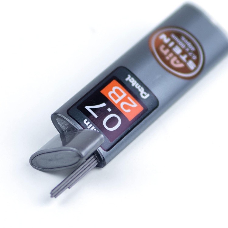 Грифели для карандашей автоматических Ain Stein 0.7 мм 40 грифелей в тубе, 2B, Pentel — картинка 3