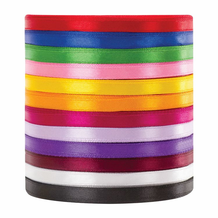 Лента атласная, ширина 6 мм, набор 12 цветов по 23 м, Brauberg — картинка 2