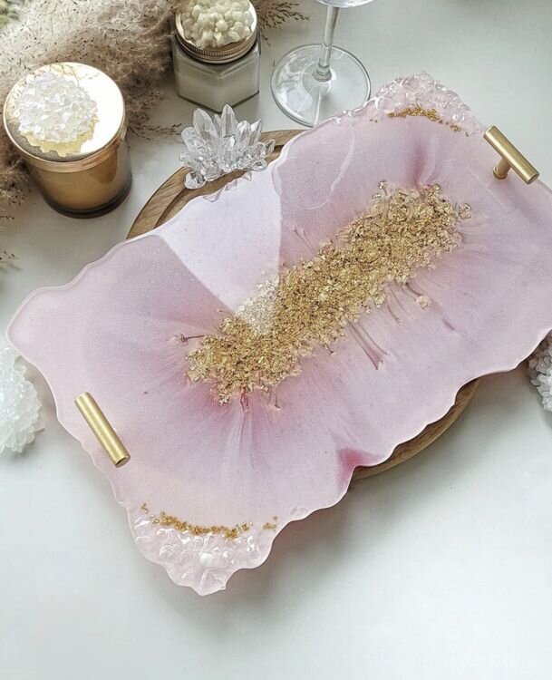 Силиконовый молд для эпоксидной смолы - Поднос жеода №2, 36х21 см — картинка 7