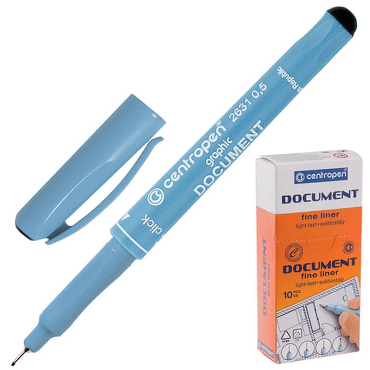Ручка капиллярная (линер) черная CENTROPEN «Document», линия письма 0,5 мм — картинка 2