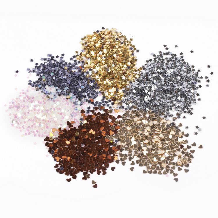 Блестки крупные, фигурные металлик, диспенсер с дозатором, 6 цветов по 9 г, Остров Сокровищ — картинка 5