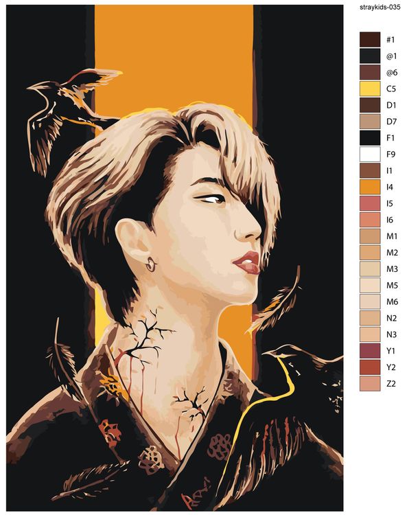 Картина по номерам «Stray Kids Стрей Кидс: Хан Джисон Арт» — картинка 3