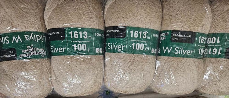 Пряжа Семеновская Lidiya W silver (151216), бледный хаки, 5 шт. по 100 г — картинка 3