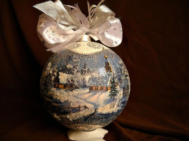 Шар елочный пластиковый белый для декорирования (d 12 см), 1 шт. — картинка 9