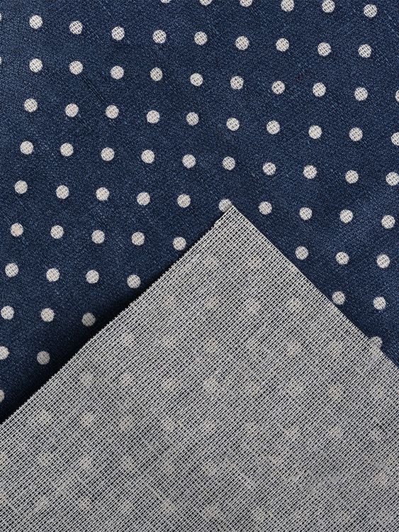 Ткань Лен, 140 г/м², 5 м x 150 см, цвет: синий, принт горошек, TBY — картинка 3