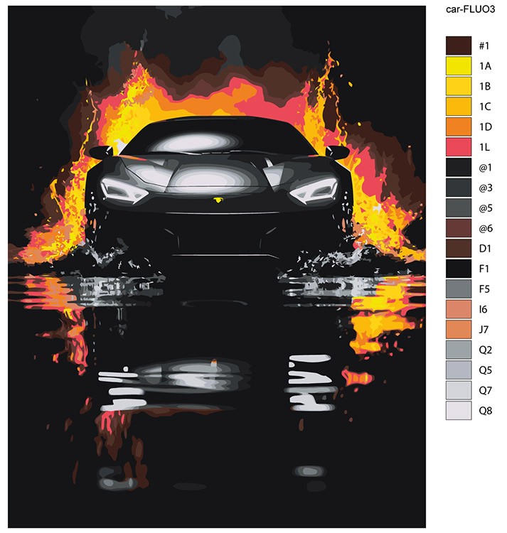 Картина по номерам, светящаяся в темноте «Машина в неоне» — картинка 4