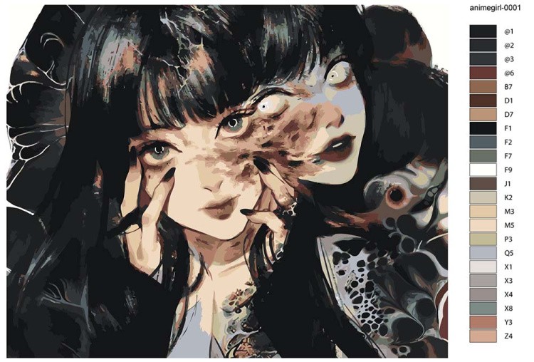 Картина по номерам «Аниме: Дзюндзи Ито Tomie Томиэ Манга» — картинка 2