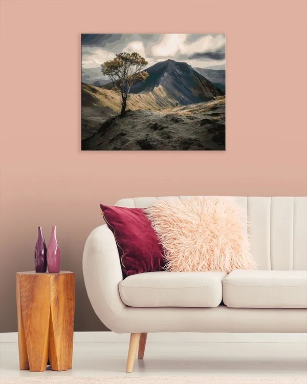 Картина по номерам «Одинокое дерево в горах» — картинка 3