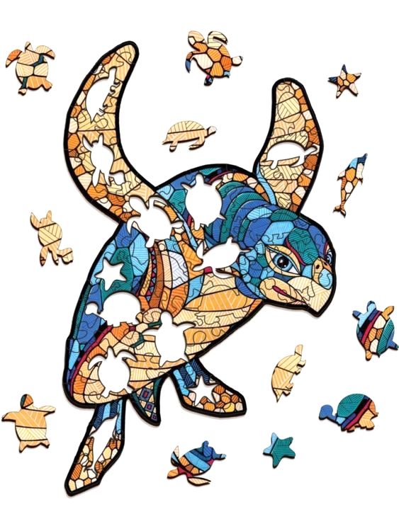 Деревянные фигурные пазлы «Морская Черепаха S», Eco Wood Art — картинка 3