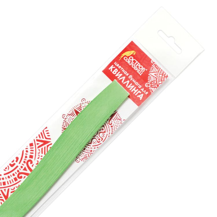 Бумага для квиллинга светло-зеленая, 125 полос, 5х300 мм, 130 г/м2, ОСТРОВ СОКРОВИЩ — картинка 2