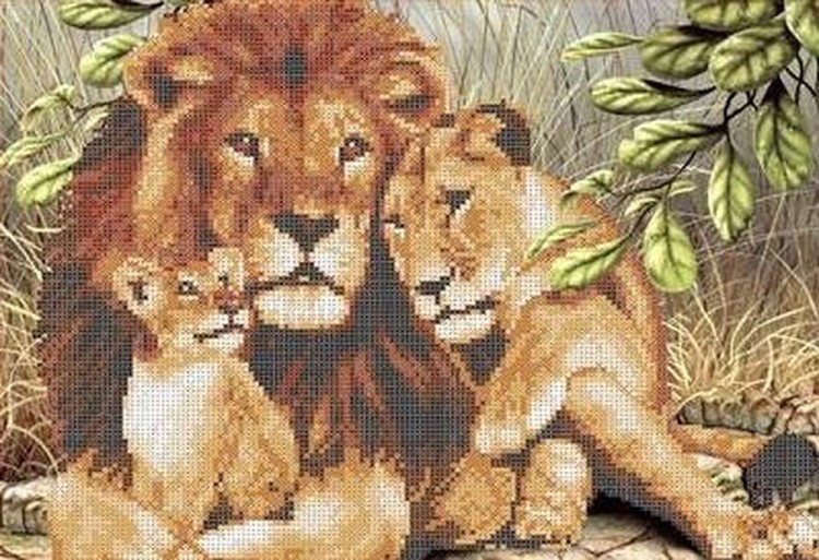 Рисунок на ткани «Львы»
