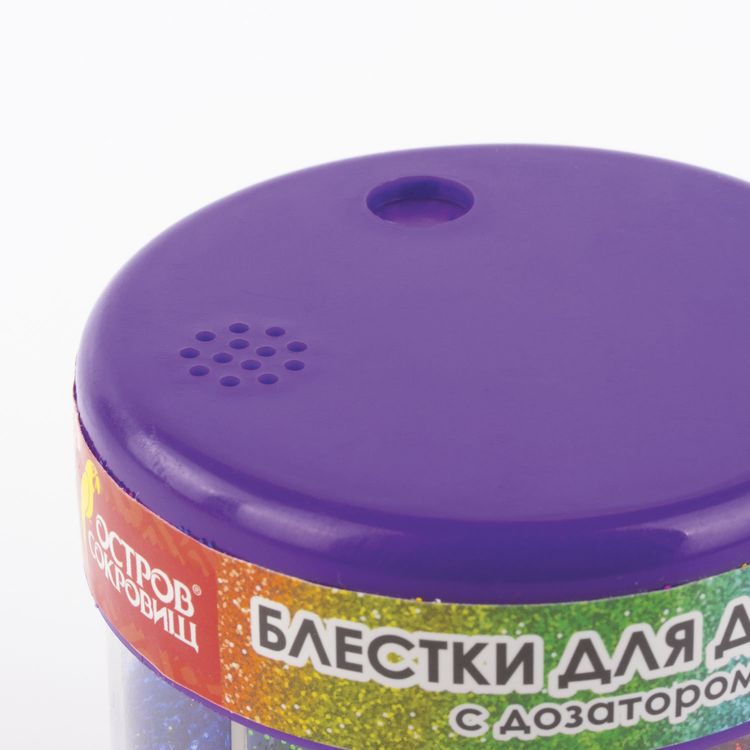 Блестки (глиттер), диспенсер с дозатором, 6 цветов по 10 грамм, Остров Сокровищ — картинка 3