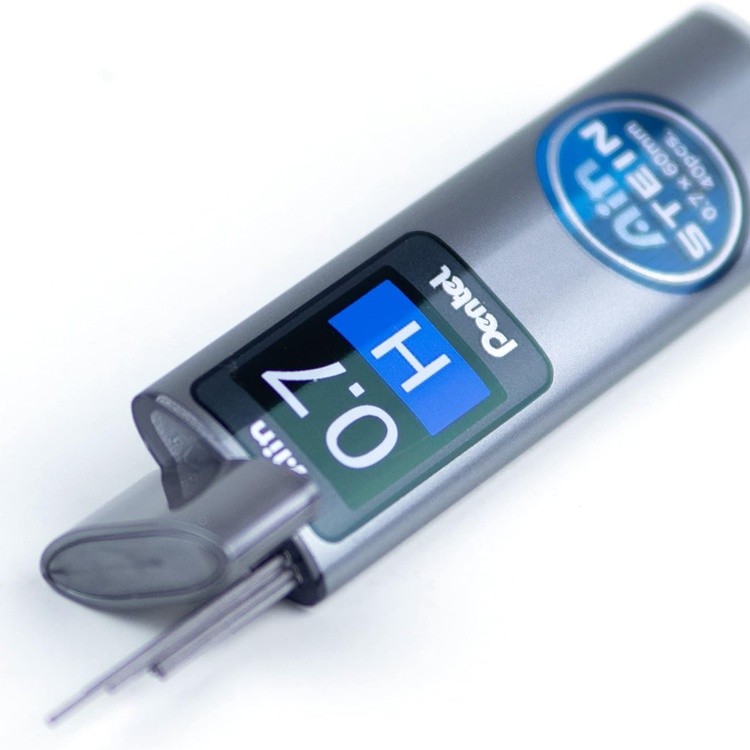 Грифели для карандашей автоматических Ain Stein 0.7 мм 40 грифелей в тубе, H, Pentel — картинка 3