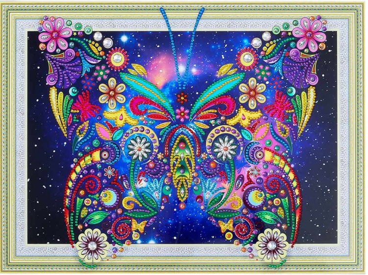 Алмазная вышивка 5D «Цветочная бабочка»