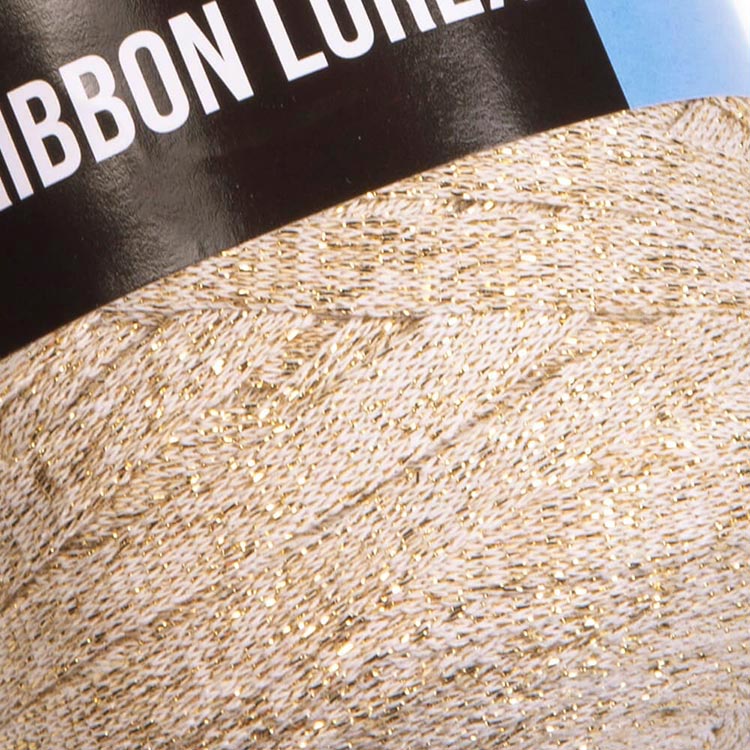 Пряжа YarnArt Ribbon Lurex (Риббон Люрекс) (724), белый-золотой, 5 шт. по 250 г — картинка 2