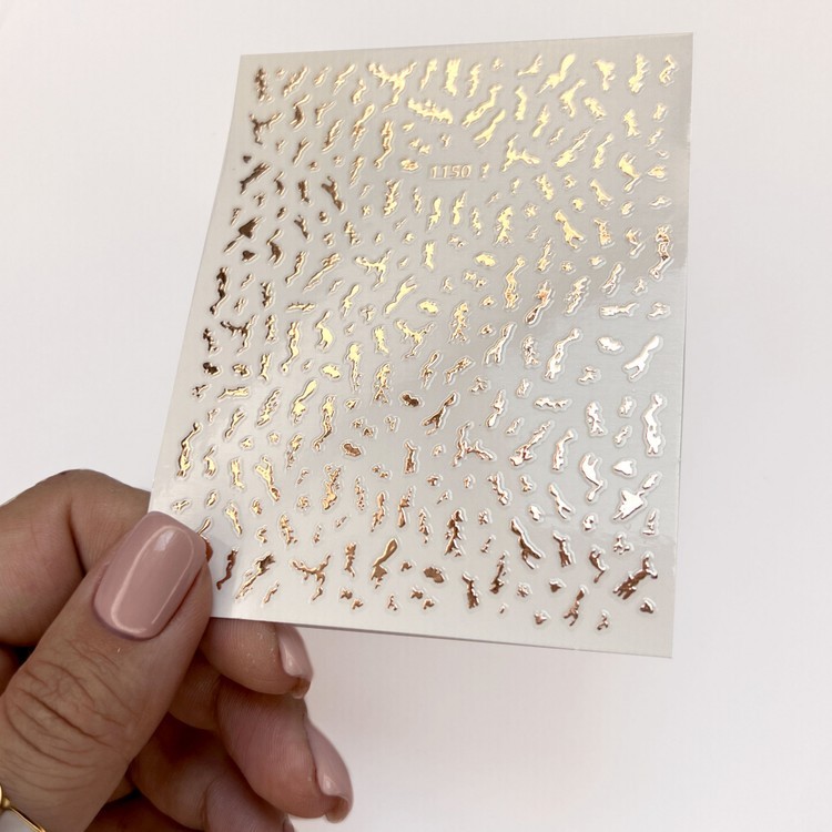 Наклейки-имитация разводов жидкого металла №3, 13x8 см, 1 шт. — картинка 4