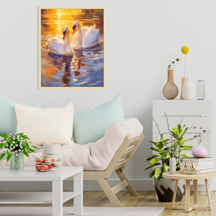 Картина по номерам с поталью «Лебединая идиллия» — картинка 7