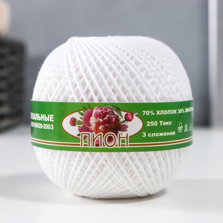 Пряжа ПНК им.Кирова Пион (0101), белый, 4 шт. по 40 г — картинка 2
