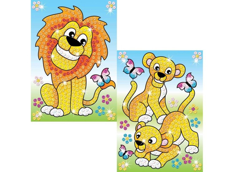 Картинка из блесток «Семья львов» (двойная)