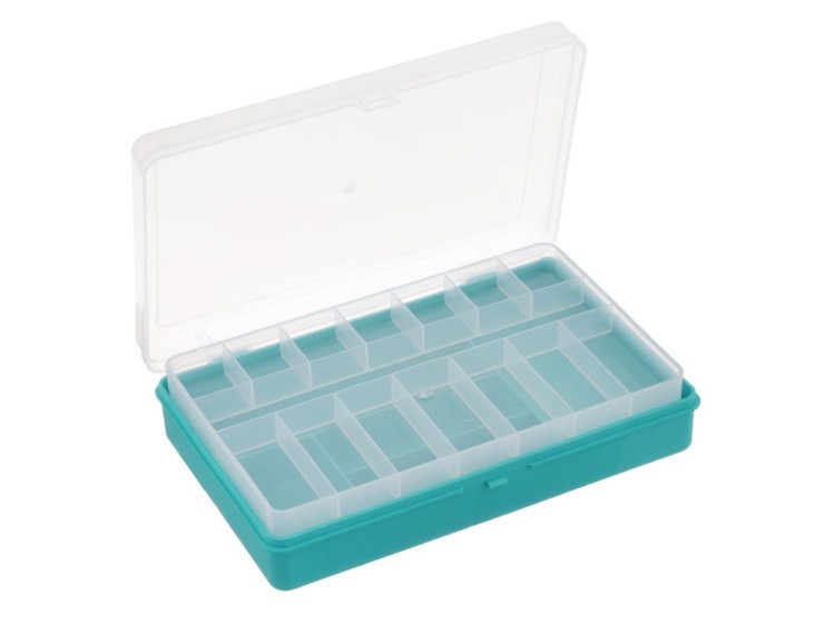 Коробка для мелочей №3 двухъярусная со вкладышем Trivol, цвет: бирюзовый — картинка 3