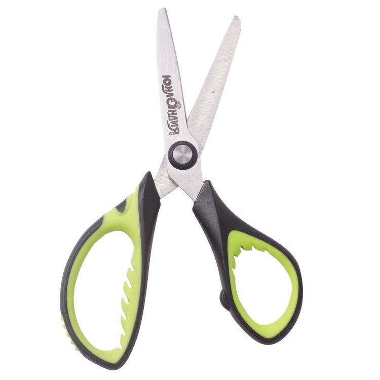Ножницы «BASIC», 140 мм, ребристые резиновые вставки, черно-салатовые, Юнландия — картинка 4