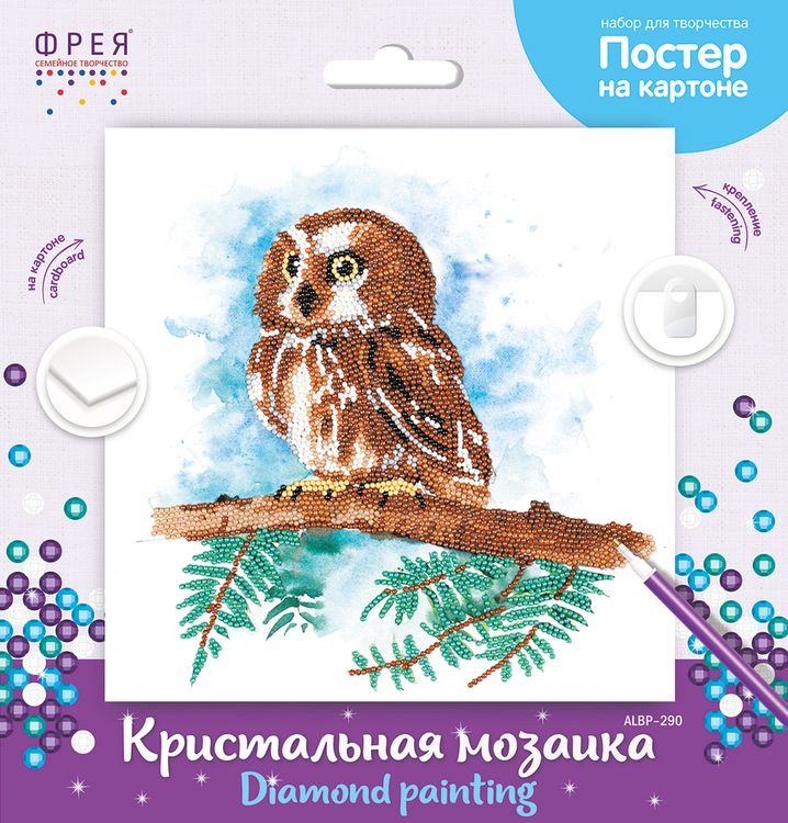 Алмазная вышивка «Совенок на ветке» — картинка 3