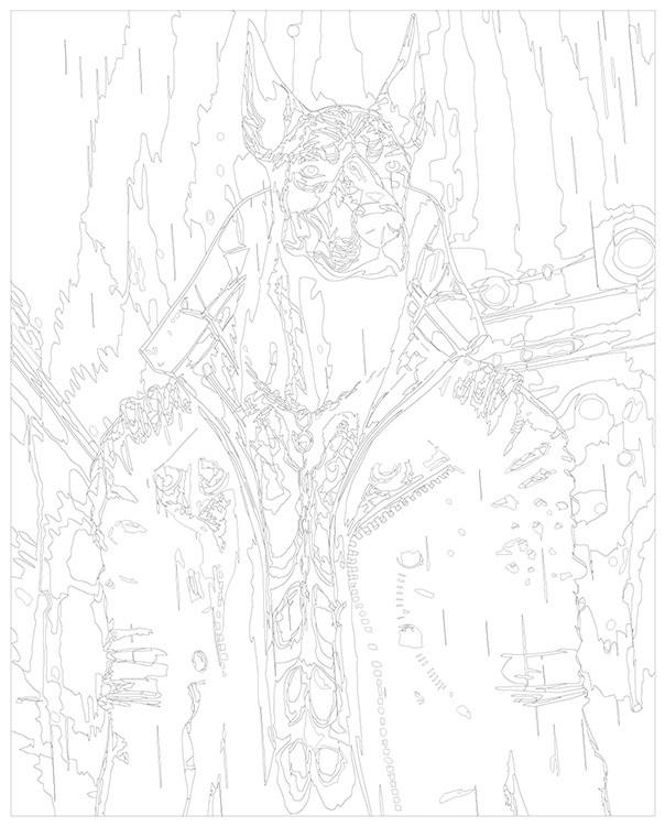 Картина по номерам «Собака доберман в стиле киберпанк» — картинка 3