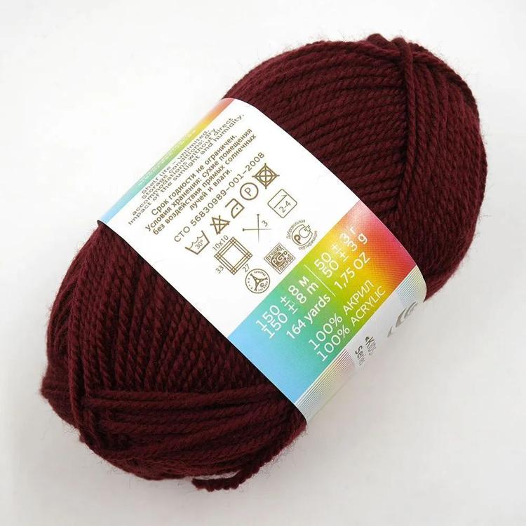 Пряжа Пехорка Школьная (1502), спелая вишня, 5 шт. по 50 г — картинка 3