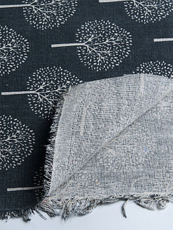 Ткань льняная, 3 м x 150 см, 140 г/м², цвет: серый, растительный принт, TBY — картинка 5