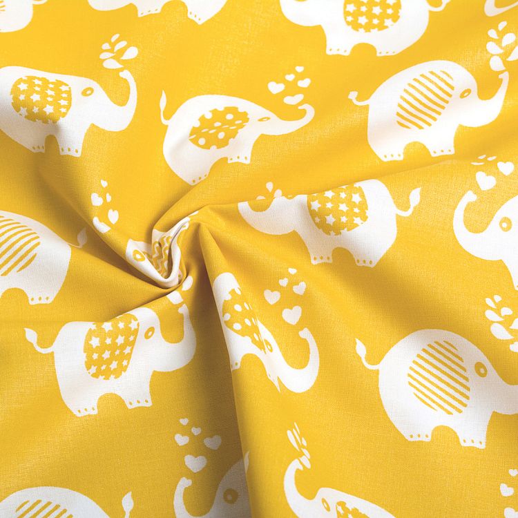 Ткань ранфорс Слоники, 100% хлопок, 3 м, ширина 240 см, цвет: желтый, Wella Home — картинка 2