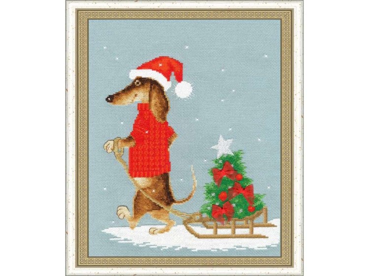 Набор для вышивания «Такса с ёлкой» — картинка 2