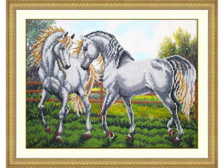 Набор вышивки бисером «Пара белых лошадей» — картинка 2