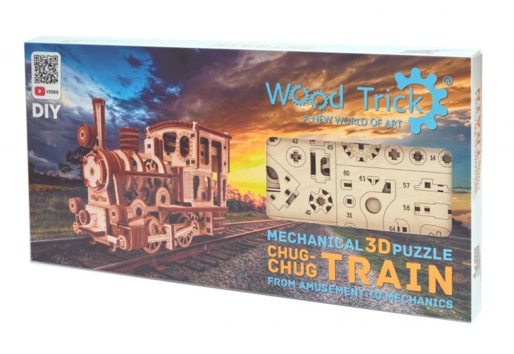 Деревянный механический конструктор «Паровозик с рельсами» — картинка 6