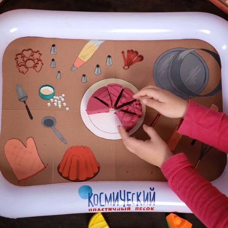 Космический пластичный песок набор «Веселая кондитерская» 1 кг с ароматом клубники — картинка 12